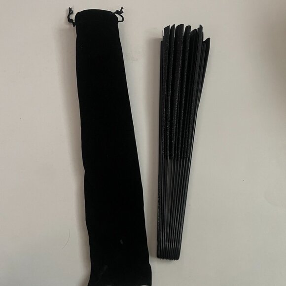 Black Glitter Folding Hand Fan – with Carry Sleeve - Picture 3 of 10